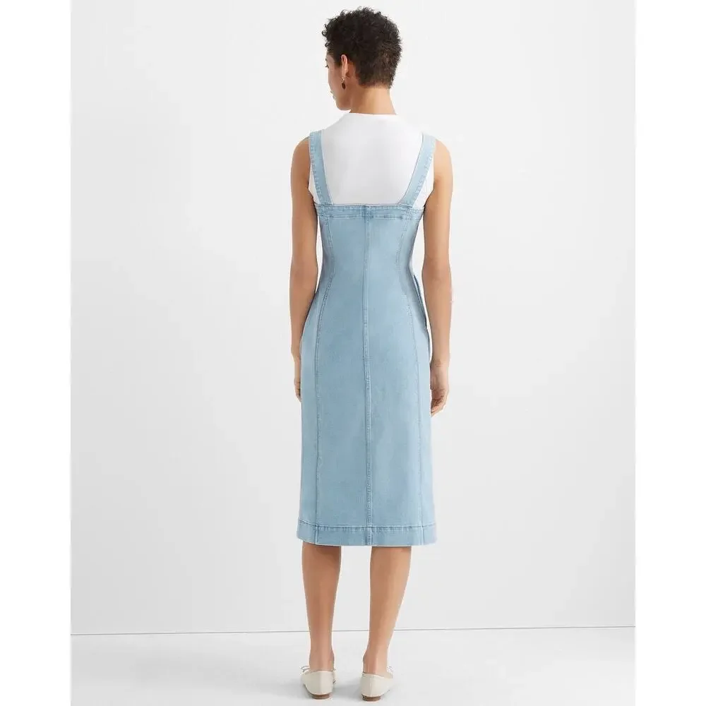 Club Monaco Denim Button Front Midi Dress Indigo Blue Size 10 NWT $249 Retail - Picture 3 of 11